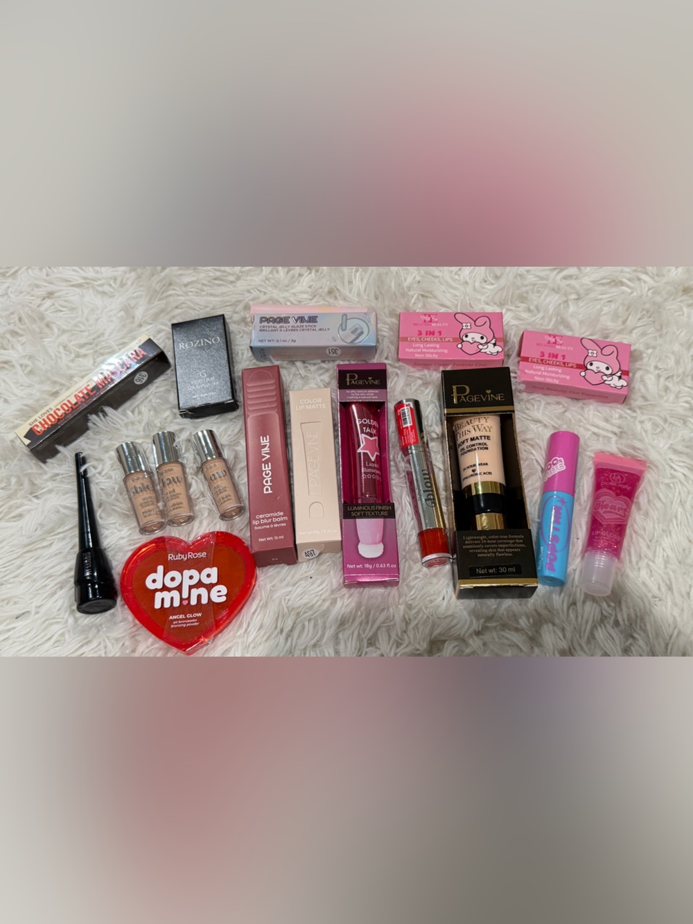 17 Items PageVine Liquid Lipstick & Ruby Rose Dopamine Cheek Tint Bundle